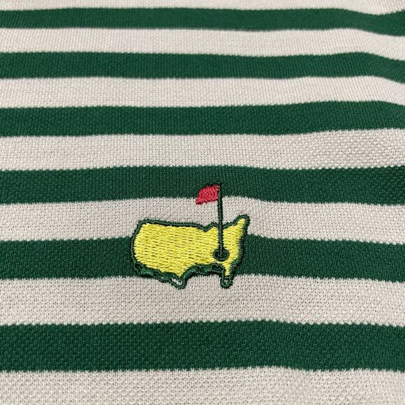 Masters Collection Golf Polo Shirt Men's Large 60s Two Ply Green White Striped - Picture 5 of 11